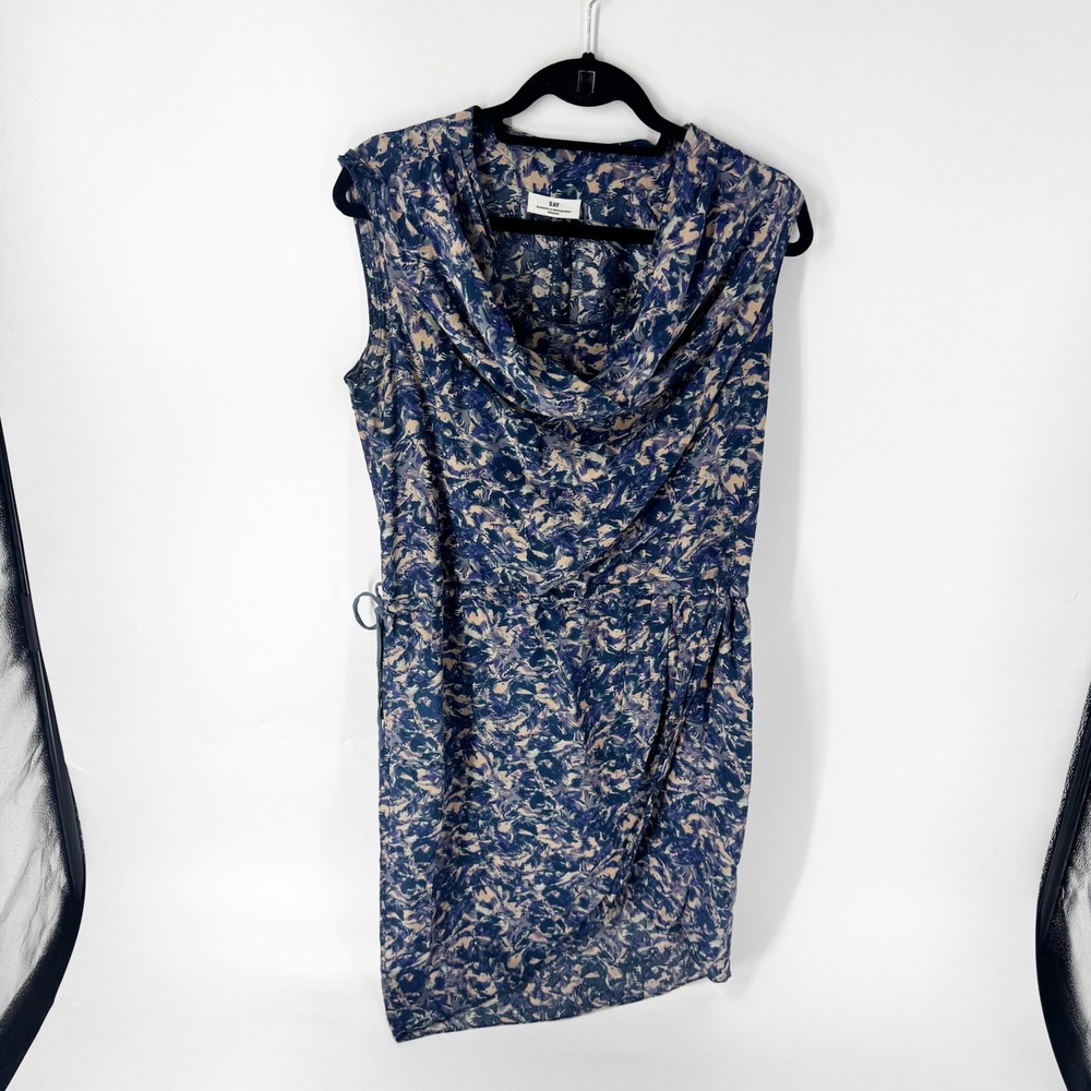 Day Birger et Mikkelsen Silk Blend Abstract Print Cowl Neckโ Dress Blue Tan M